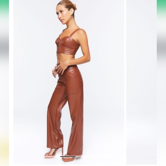 Forever 21 Pants - Faux Leather Crop Top & Pants Set